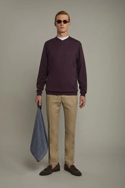 Men's v neck sweater 100% cotton regular fit