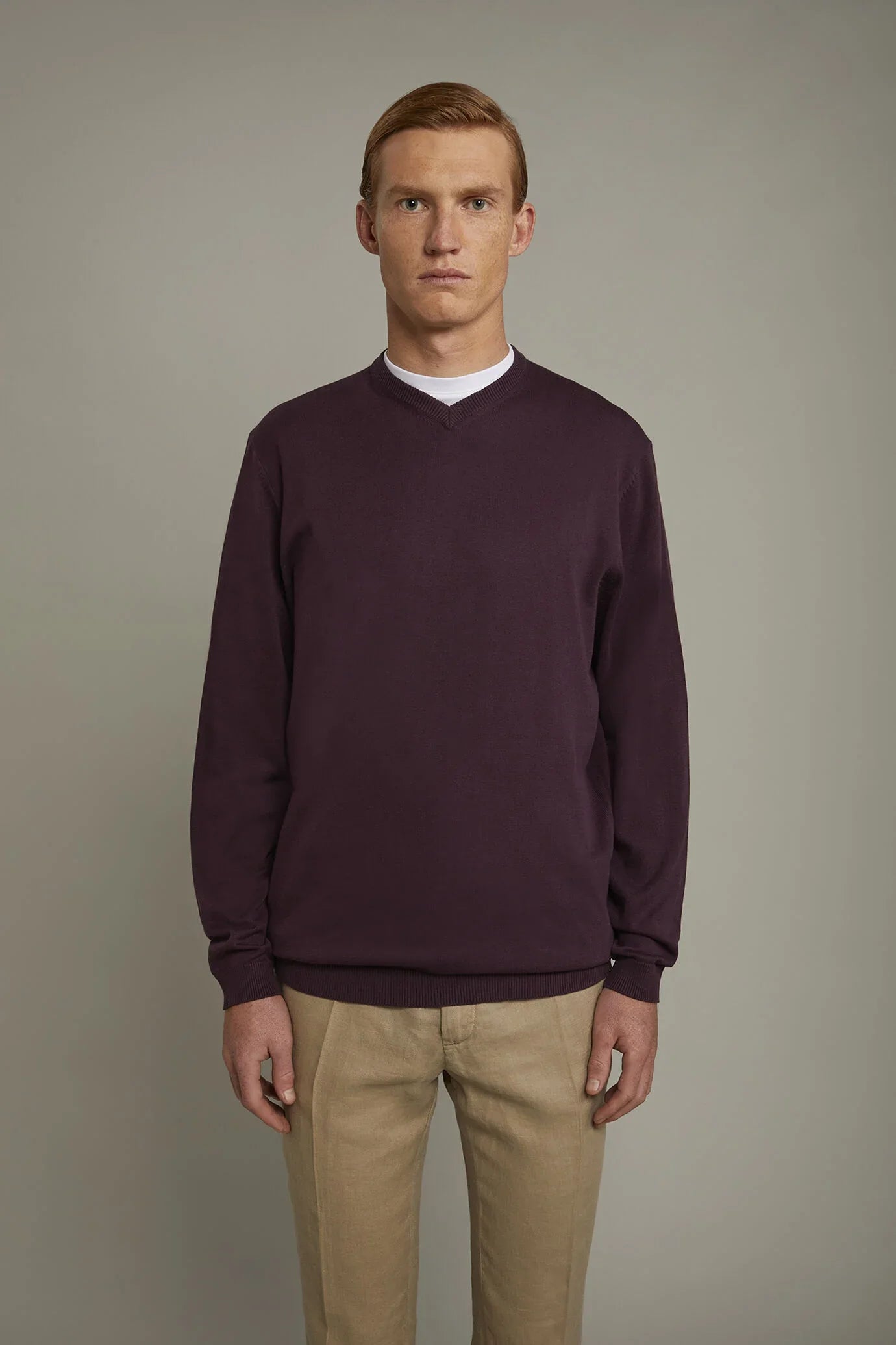 Men's v neck sweater 100% cotton regular fit