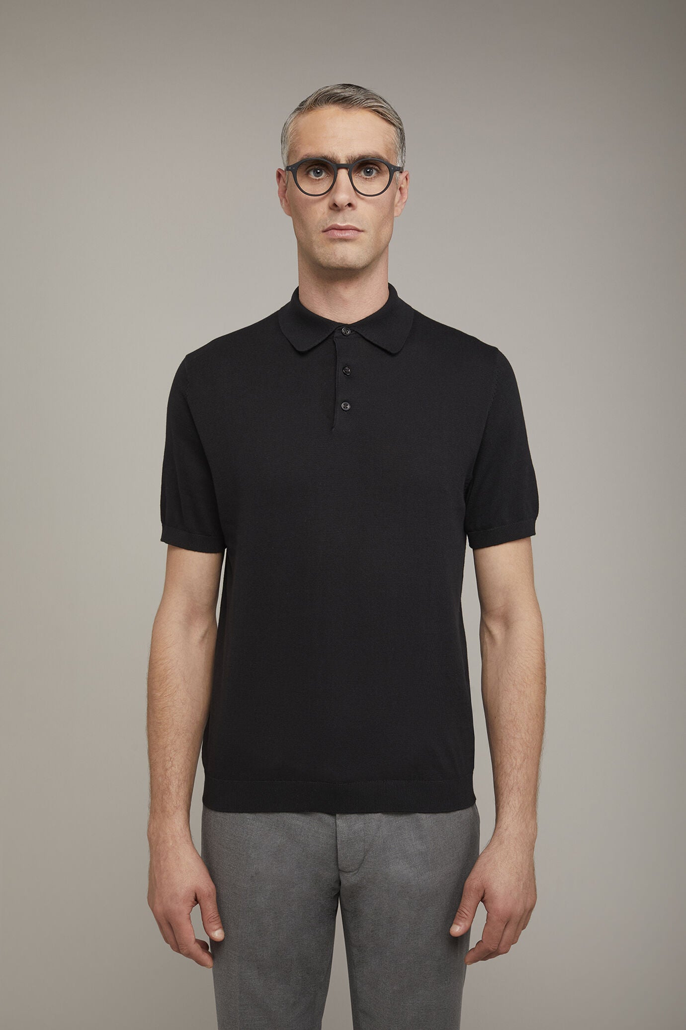 Men's knitted polo 100% cotton short-sleeved regular fit