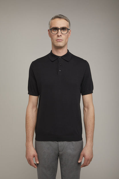 Men's knitted polo 100% cotton short-sleeved regular fit