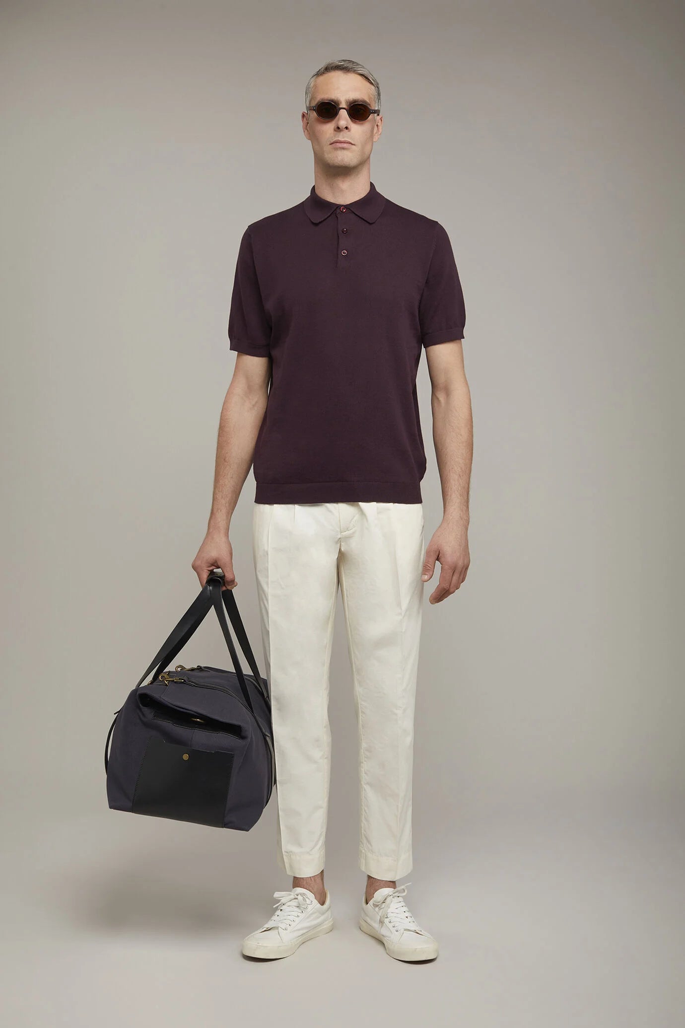 Men's knitted polo 100% cotton short-sleeved regular fit