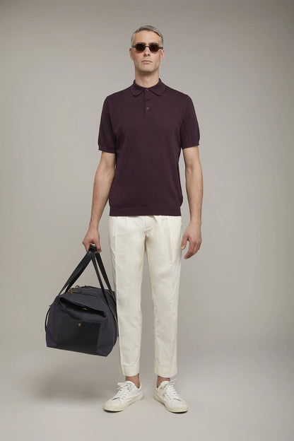 Men's knitted polo 100% cotton short-sleeved regular fit