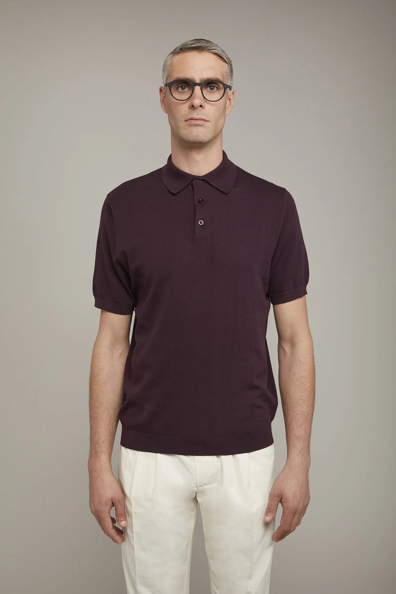 Men's knitted polo 100% cotton short-sleeved regular fit