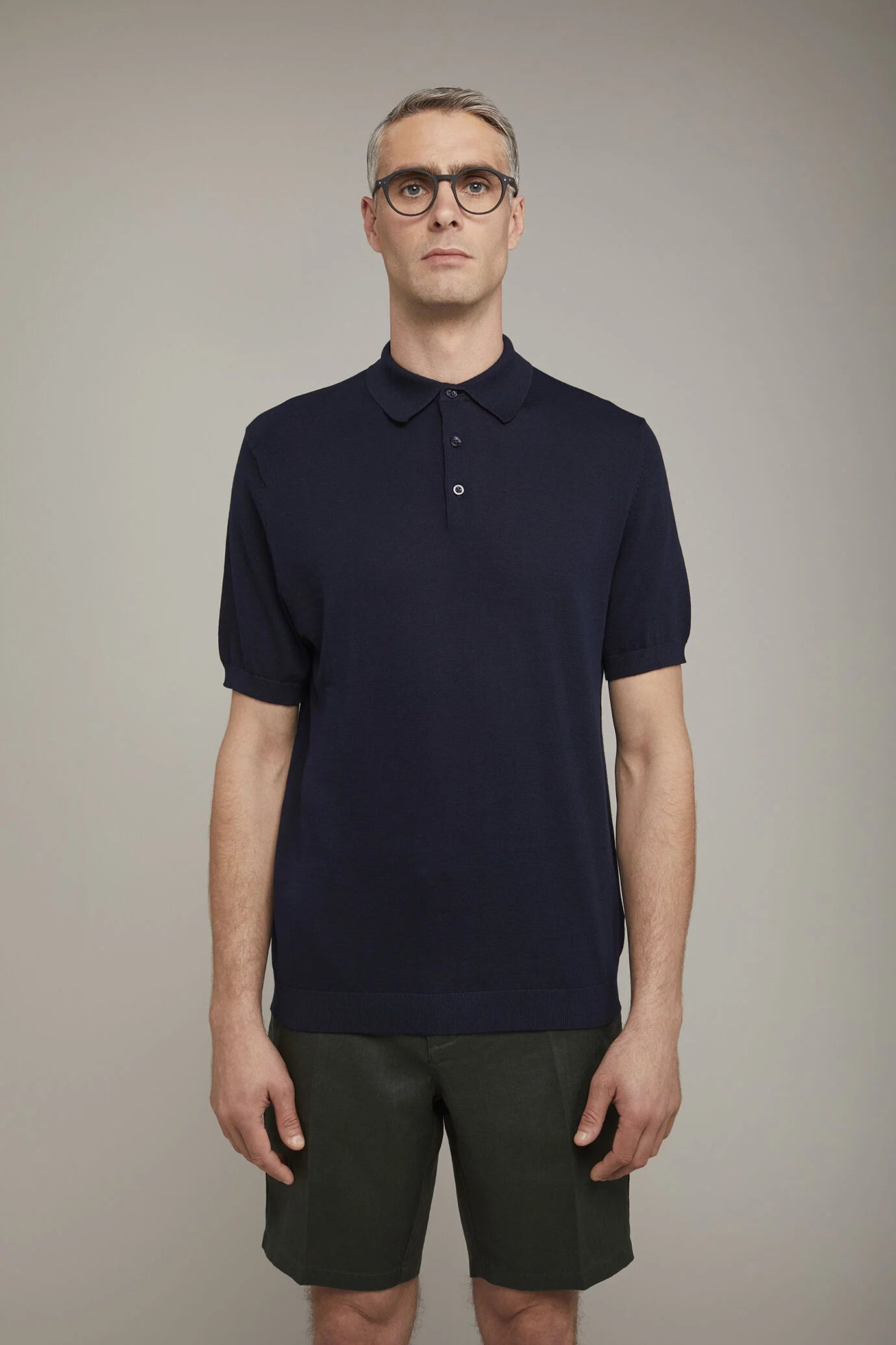 Men's knitted polo 100% cotton short-sleeved regular fit