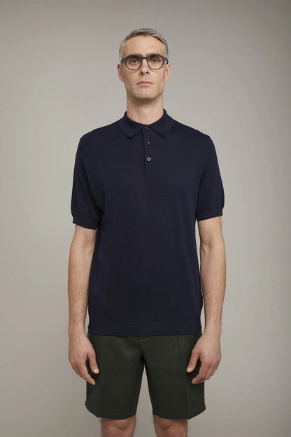 Men's knitted polo 100% cotton short-sleeved regular fit