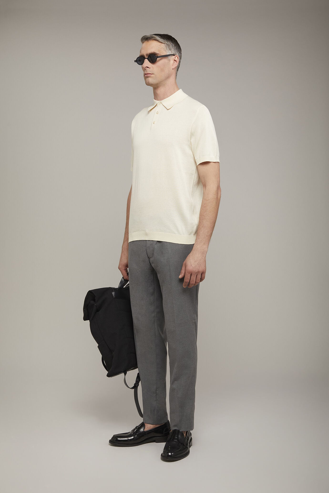 Men's knitted polo 100% cotton short-sleeved regular fit