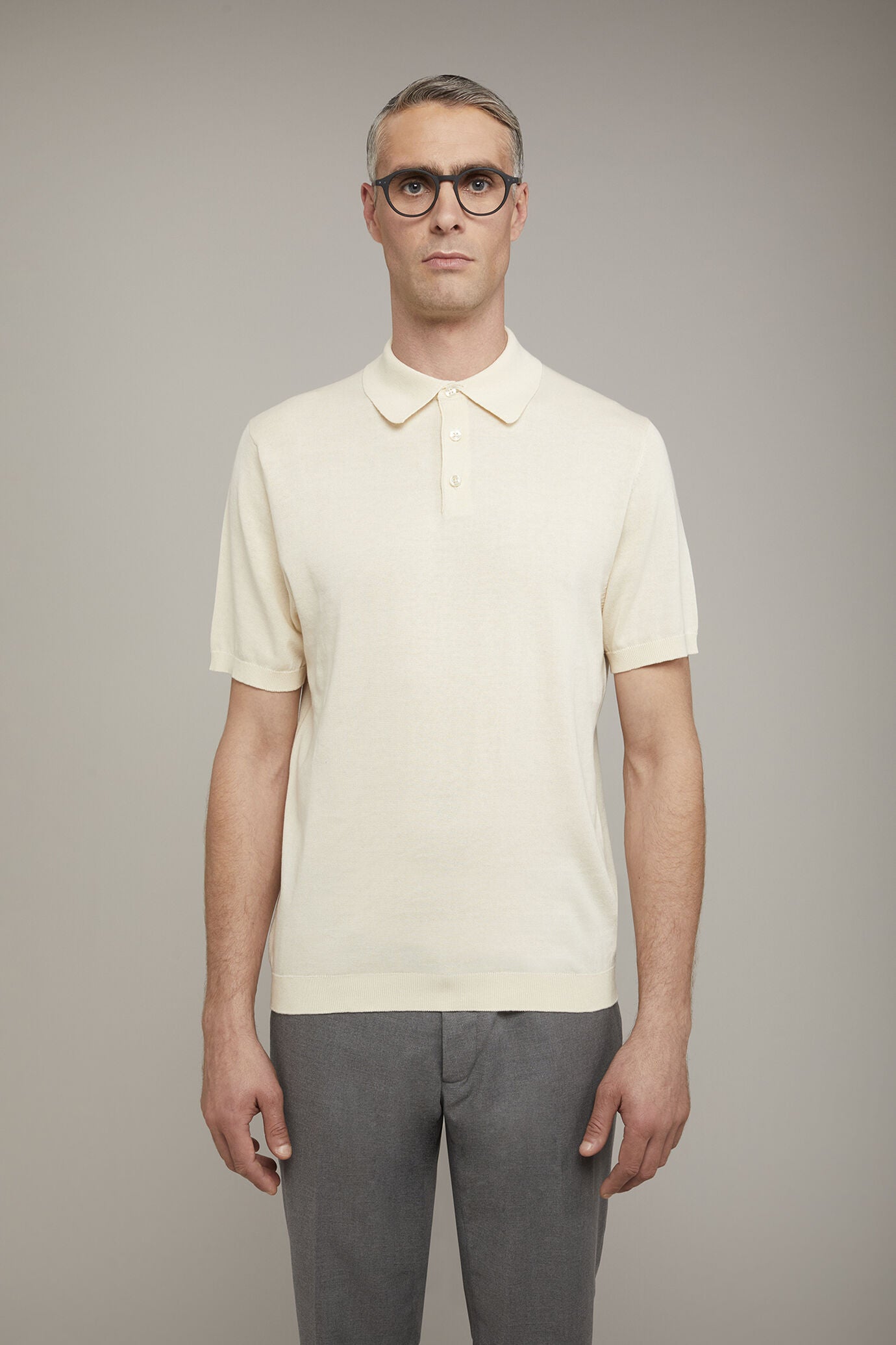 Men's knitted polo 100% cotton short-sleeved regular fit