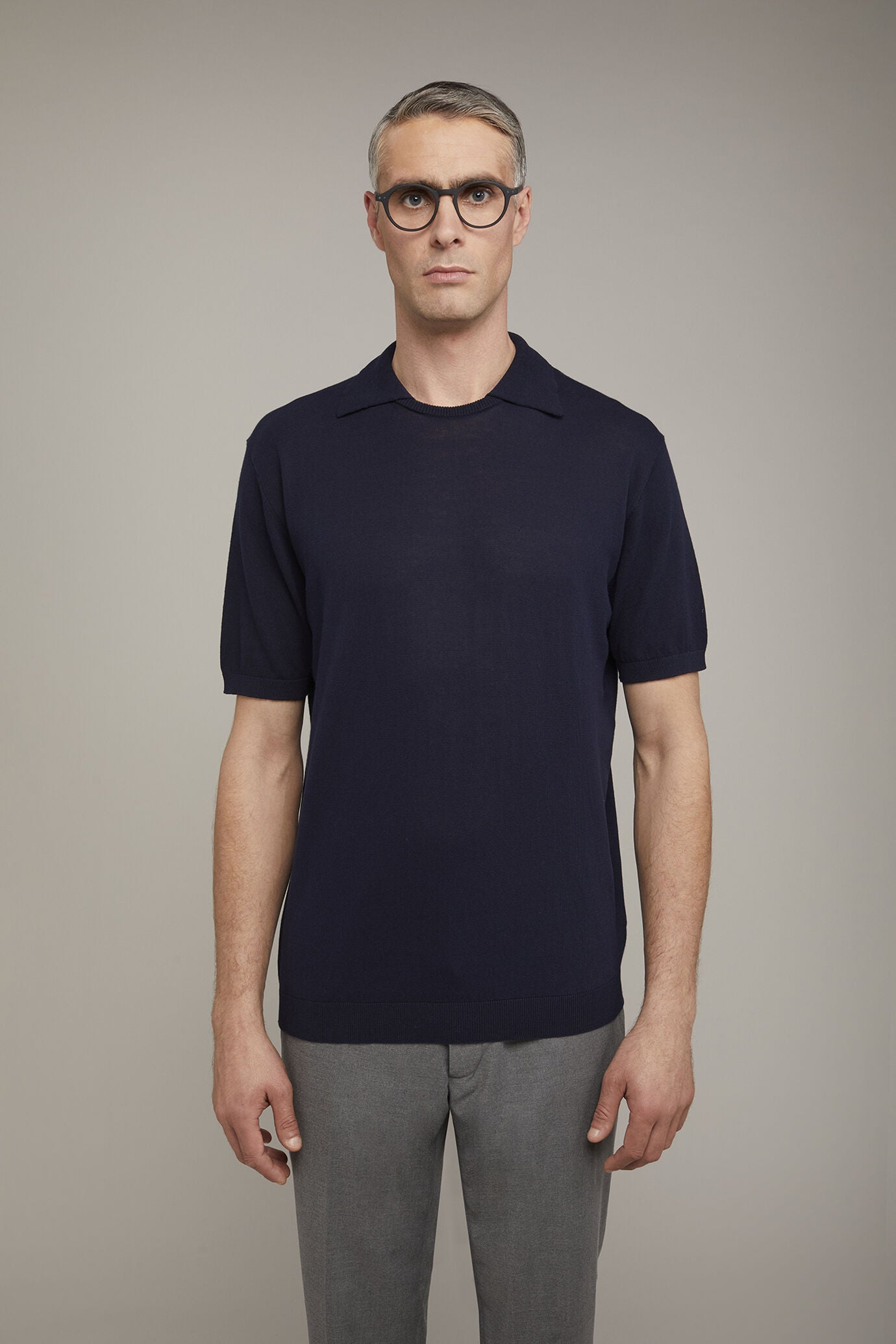 Men's knitted polo 100% cotton short-sleeved regular fit