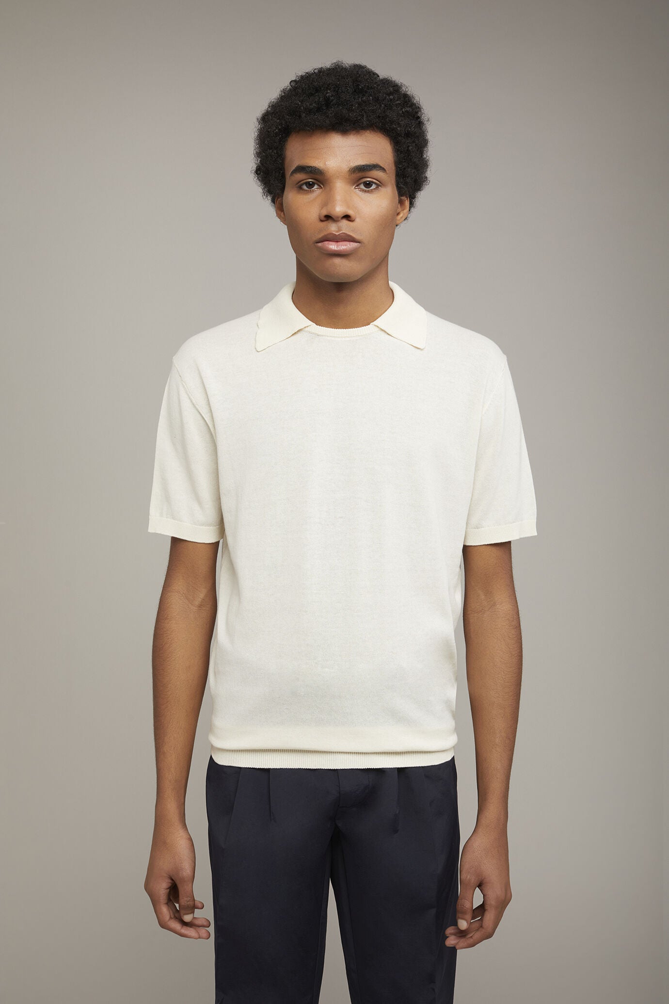 Men's knitted polo 100% cotton short-sleeved regular fit