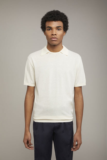 Men's knitted polo 100% cotton short-sleeved regular fit