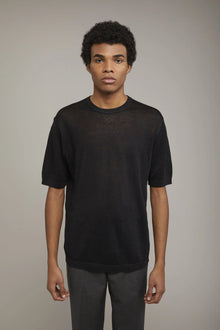 Men's knitted t-shirt 100% linen short-sleeved regular fit