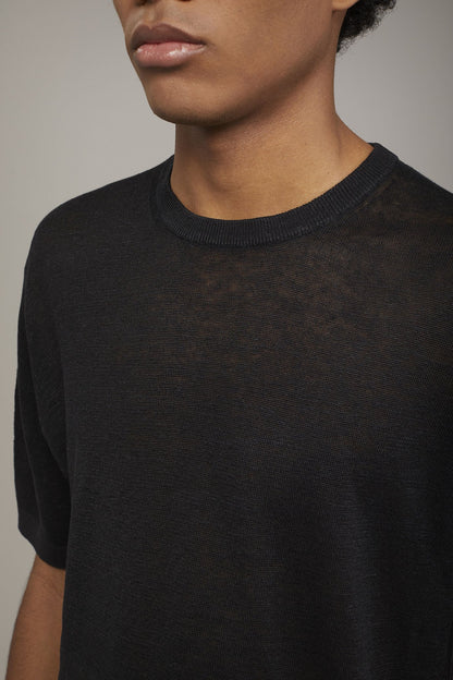Men's knitted t-shirt 100% linen short-sleeved regular fit