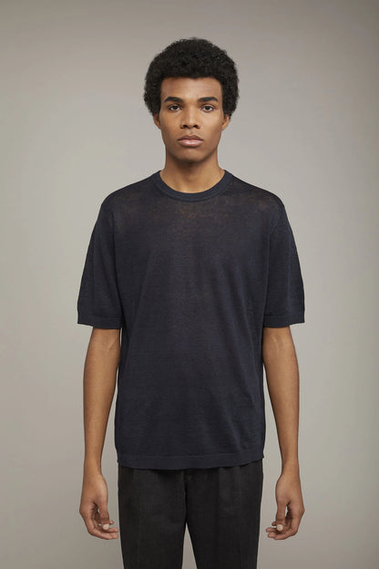 Men's knitted t-shirt 100% linen short-sleeved regular fit