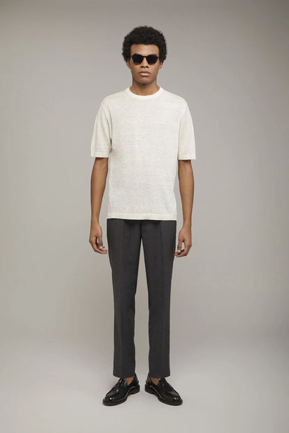 Men's knitted t-shirt 100% linen short-sleeved regular fit