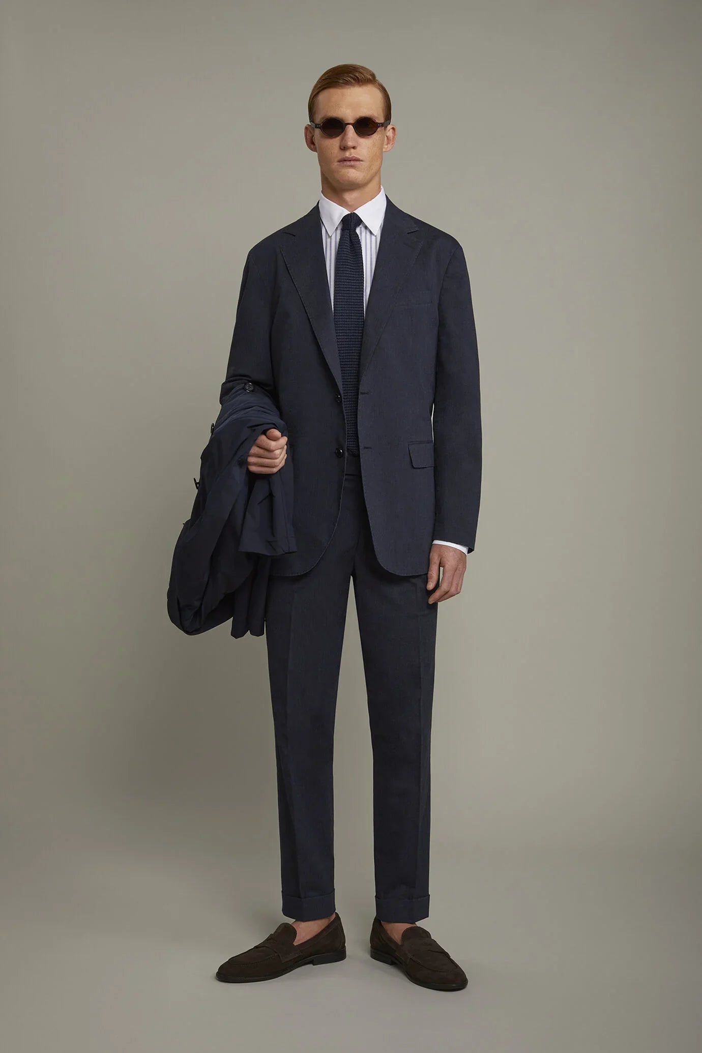 MenÃ¢â‚¬â„¢s classic trousers with double pleats in flamed effect fabric regular fit
