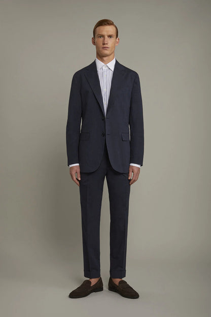 Men's classic trousers with double pleats in flamed effect fabric regular fit