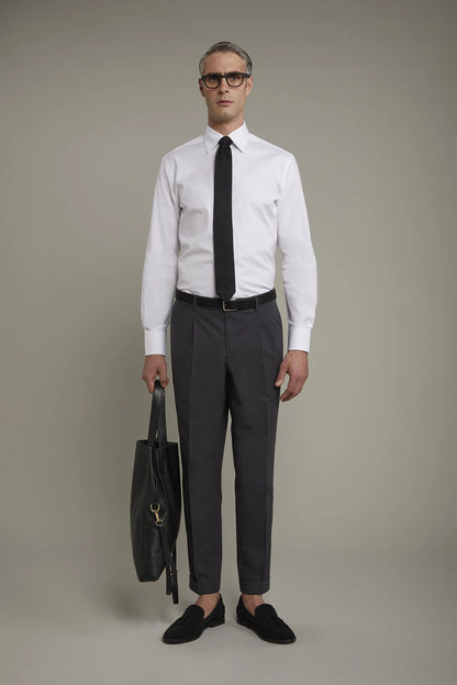 Men's classic trousers with double pleats in flamed effect fabric regular fit