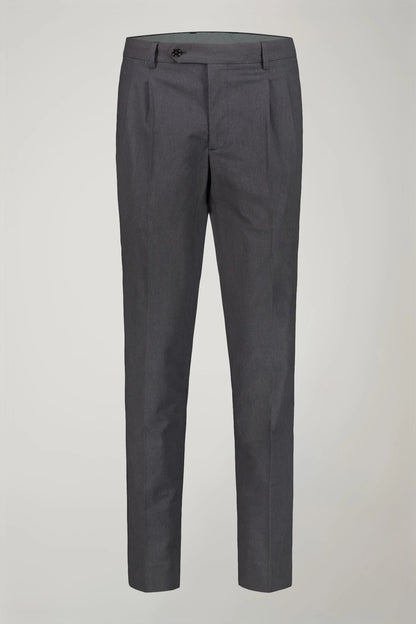 Men's classic trousers with double pleats in flamed effect fabric regular fit