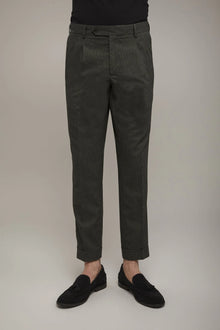 Men's classic double pinces trousers fabric with micro houndstooth pattern regular fit