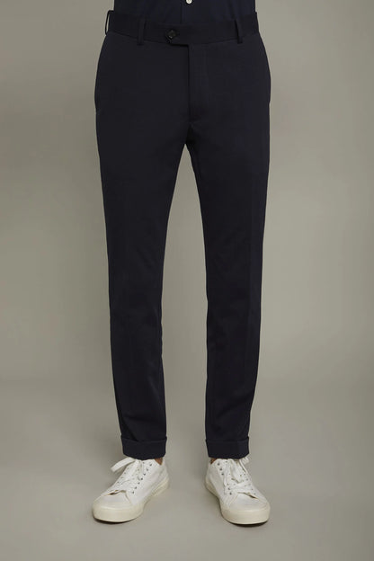 Menâ€™s trousers in jersey without pleats with classic fold regular fit