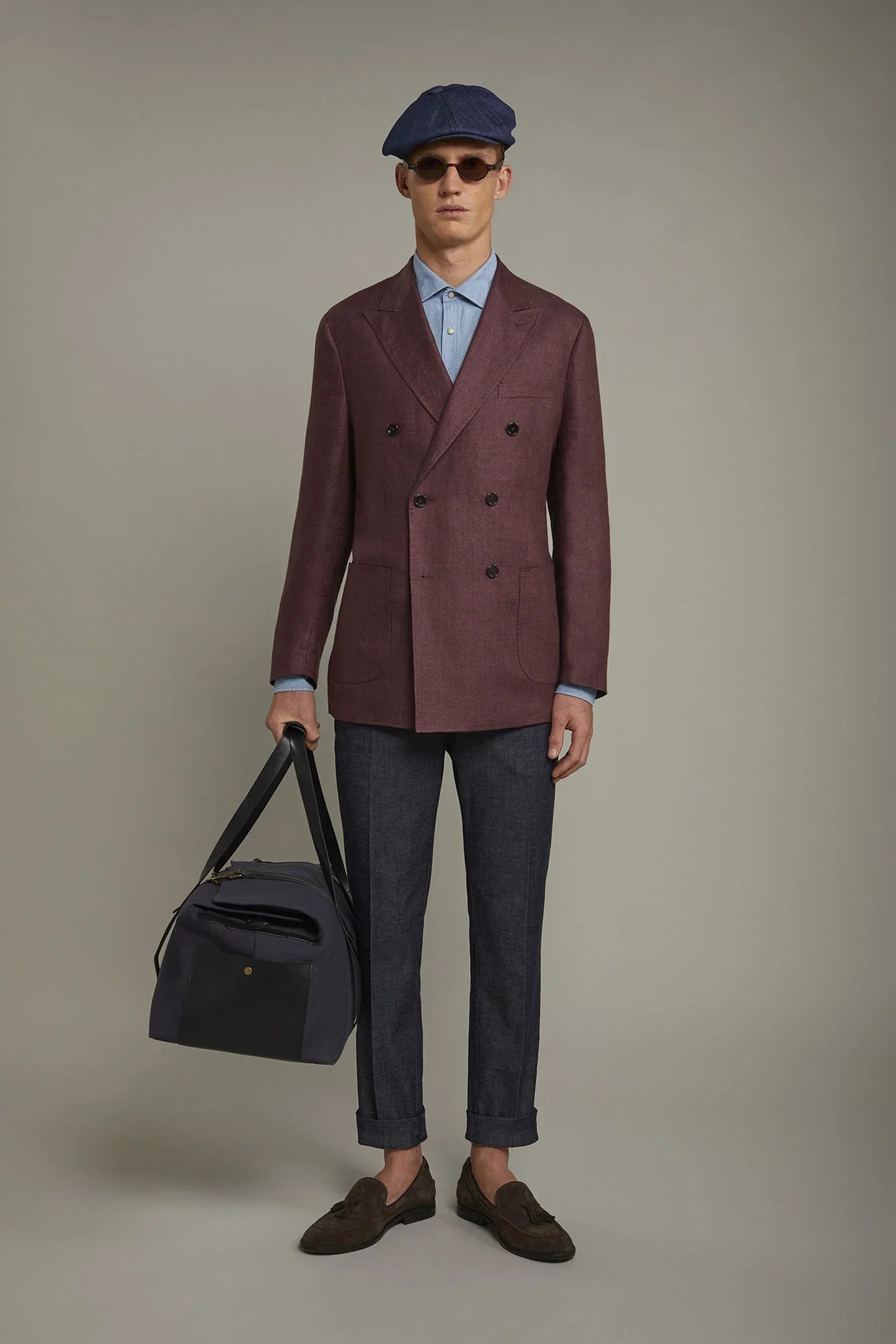 Men's classic chambray regular fit trousers
