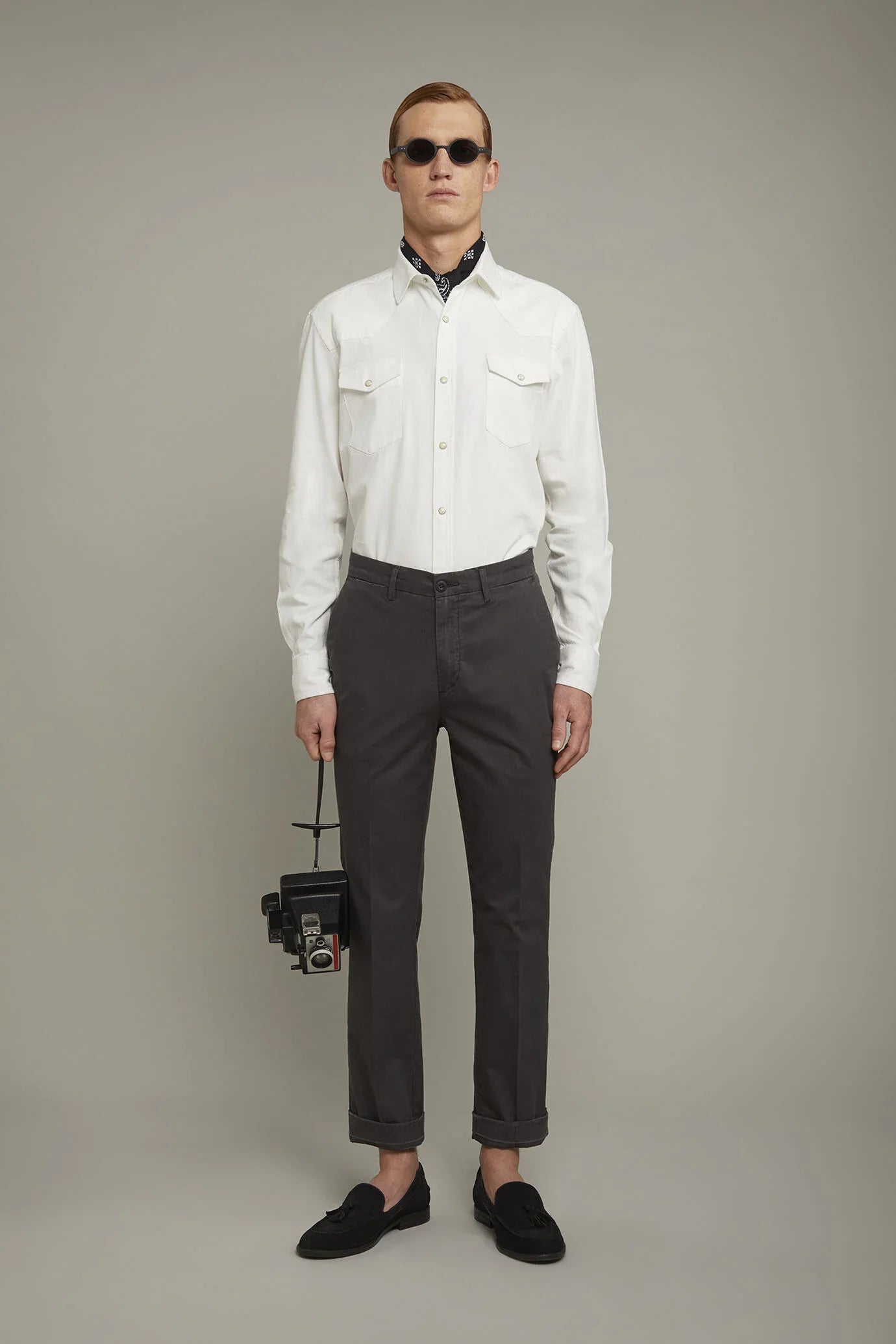 Classic men's trousers cotton cannetÃƒÂ¨ fabric regular fit
