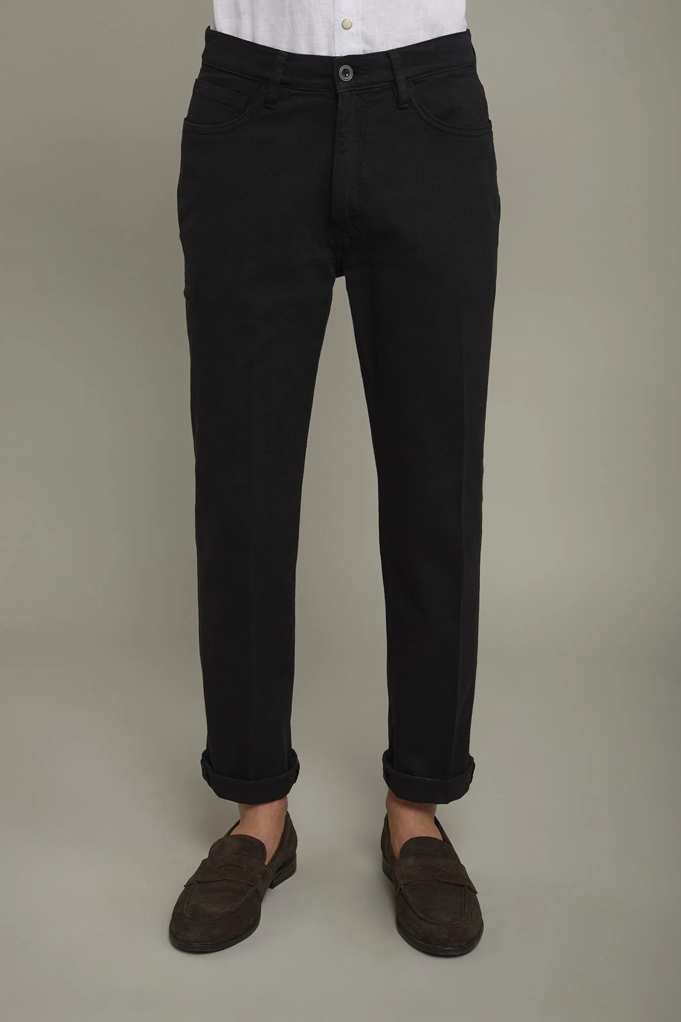 Men's 5-pocket trousers cotton fabric construction twill stretch regular fit