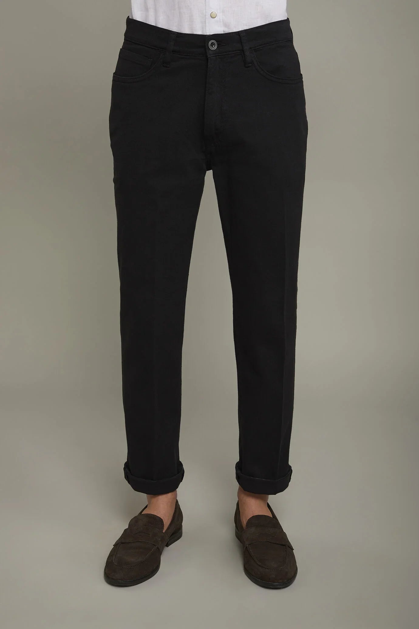 Men's 5-pocket trousers cotton fabric construction twill stretch regular fit
