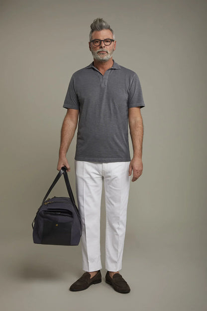 Men's 5-pocket trousers cotton fabric construction twill stretch regular fit