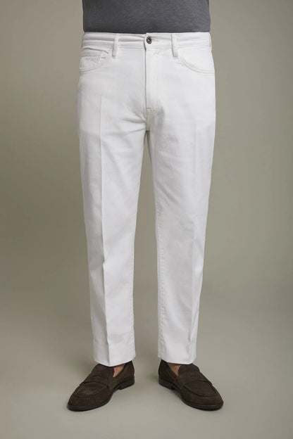 Men's 5-pocket trousers cotton fabric construction twill stretch regular fit