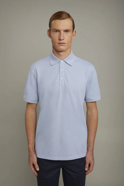 Men's short sleeve polo shirt 100% piquet cotton regular fit