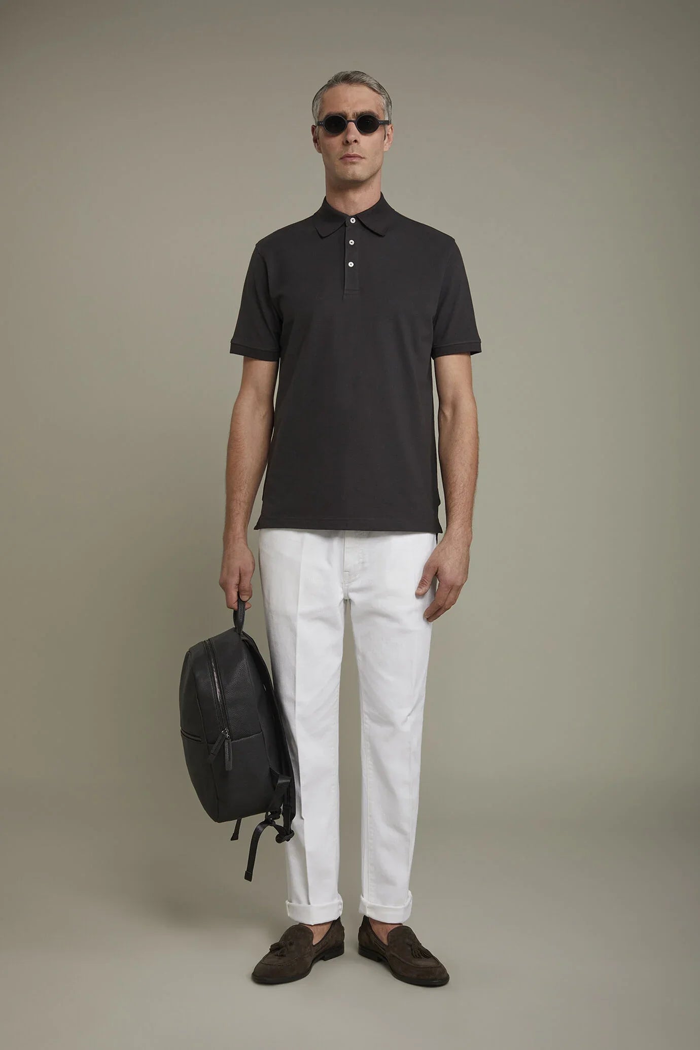 Men's short sleeve polo shirt 100% piquet cotton regular fit