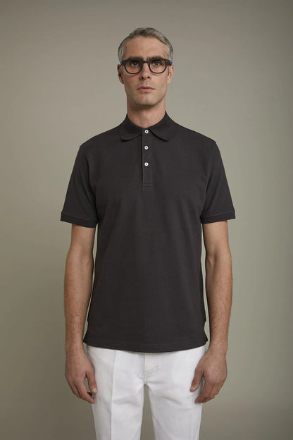 Men's short sleeve polo shirt 100% piquet cotton regular fit