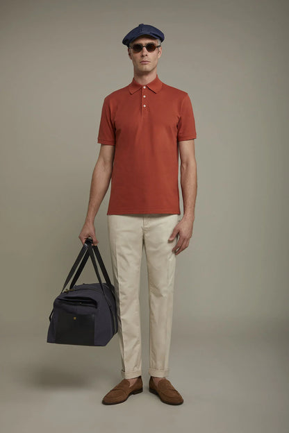 Men's short sleeve polo shirt 100% piquet cotton regular fit