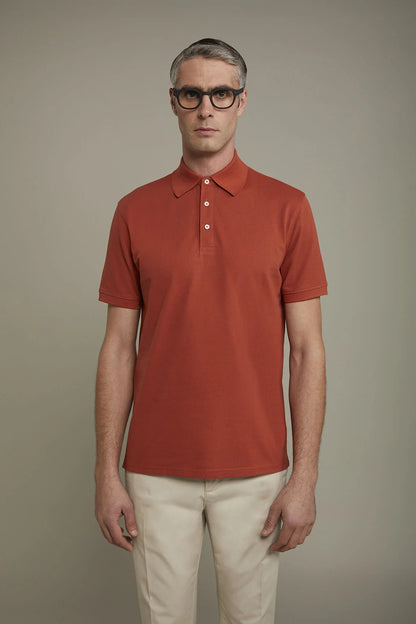 Men's short sleeve polo shirt 100% piquet cotton regular fit