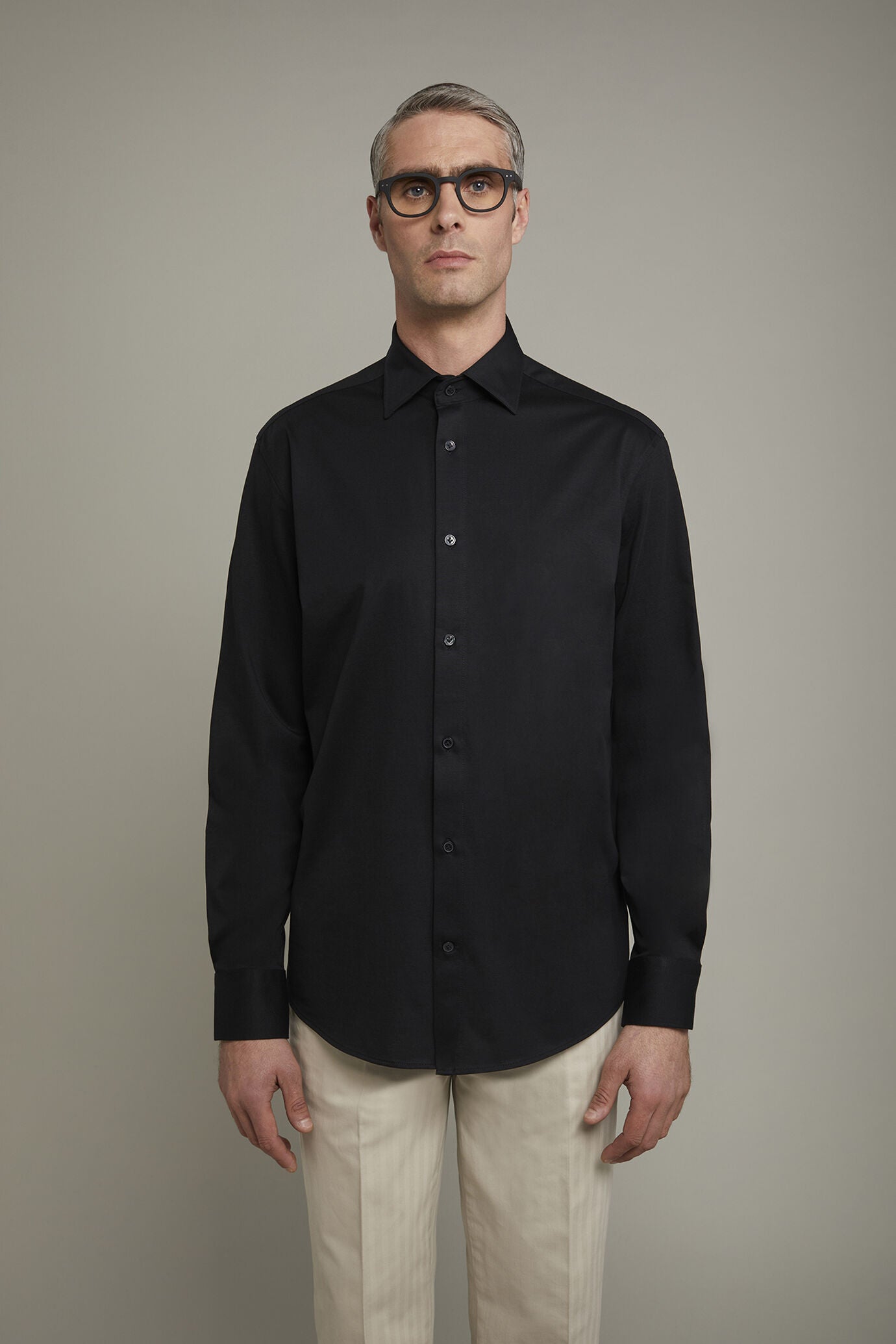 Men’s long-sleeved polo shirt with classic collar 100% piquet cotton regular fit