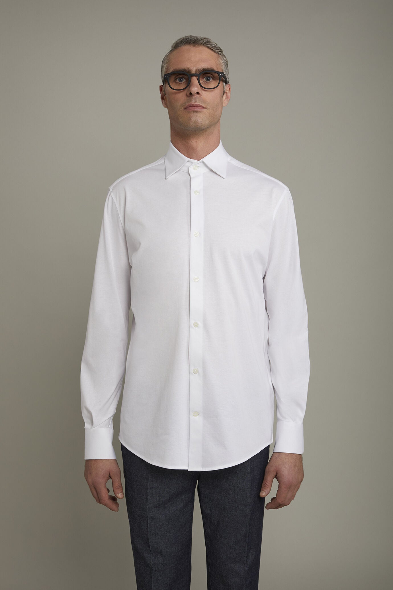 Men’s long-sleeved polo shirt with classic collar 100% piquet cotton regular fit
