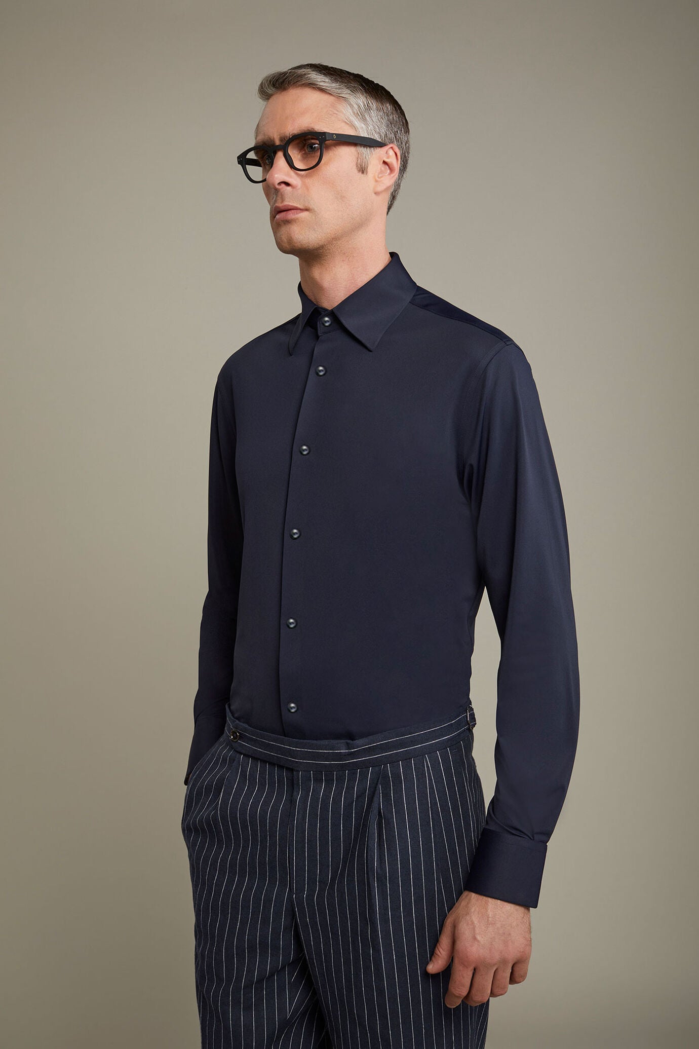 Men’s long-sleeved polo shirt with classic collar 100% piquet cotton regular fit
