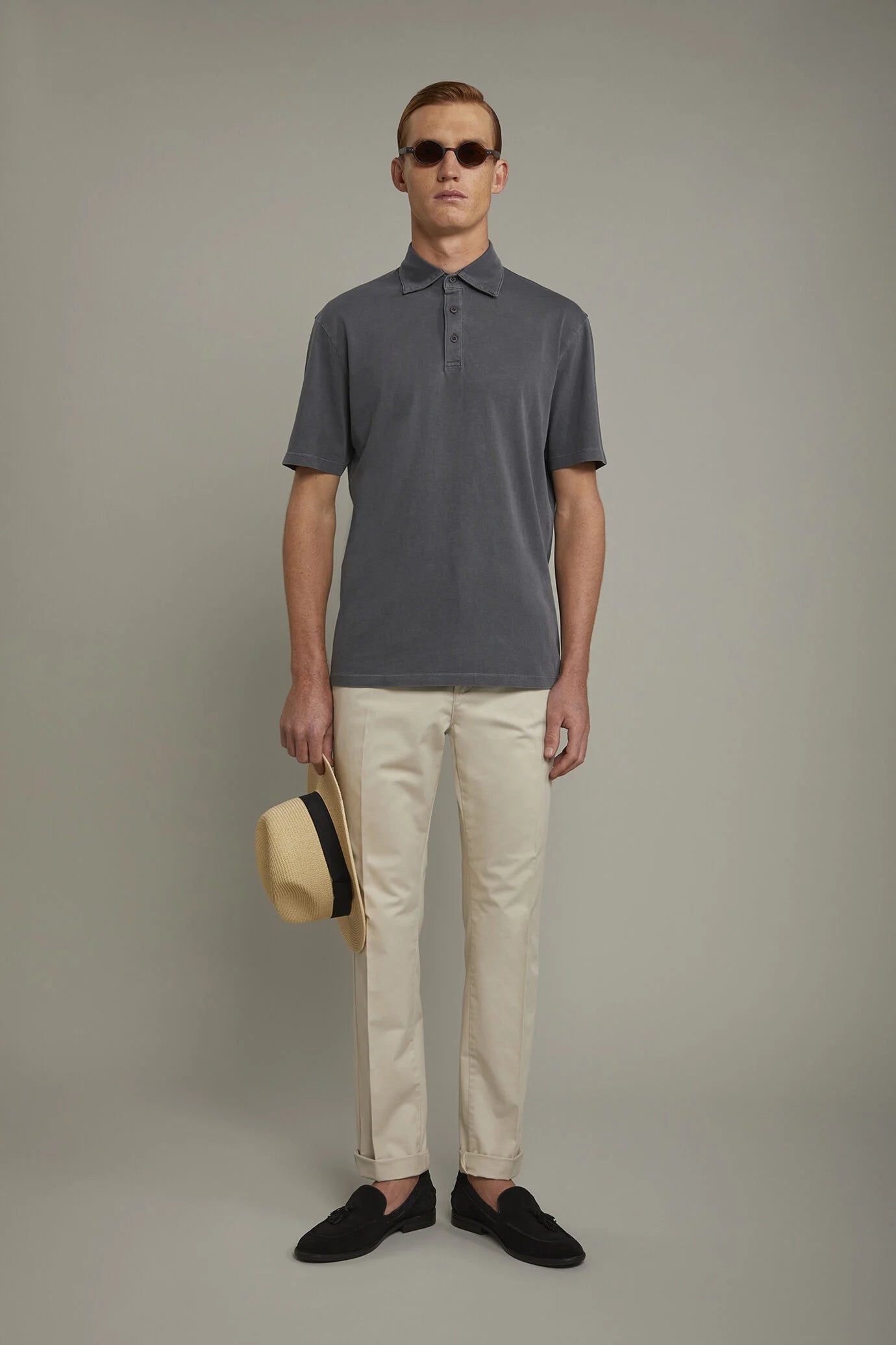Men's short sleeve polo shirt 100% cotton regular fit