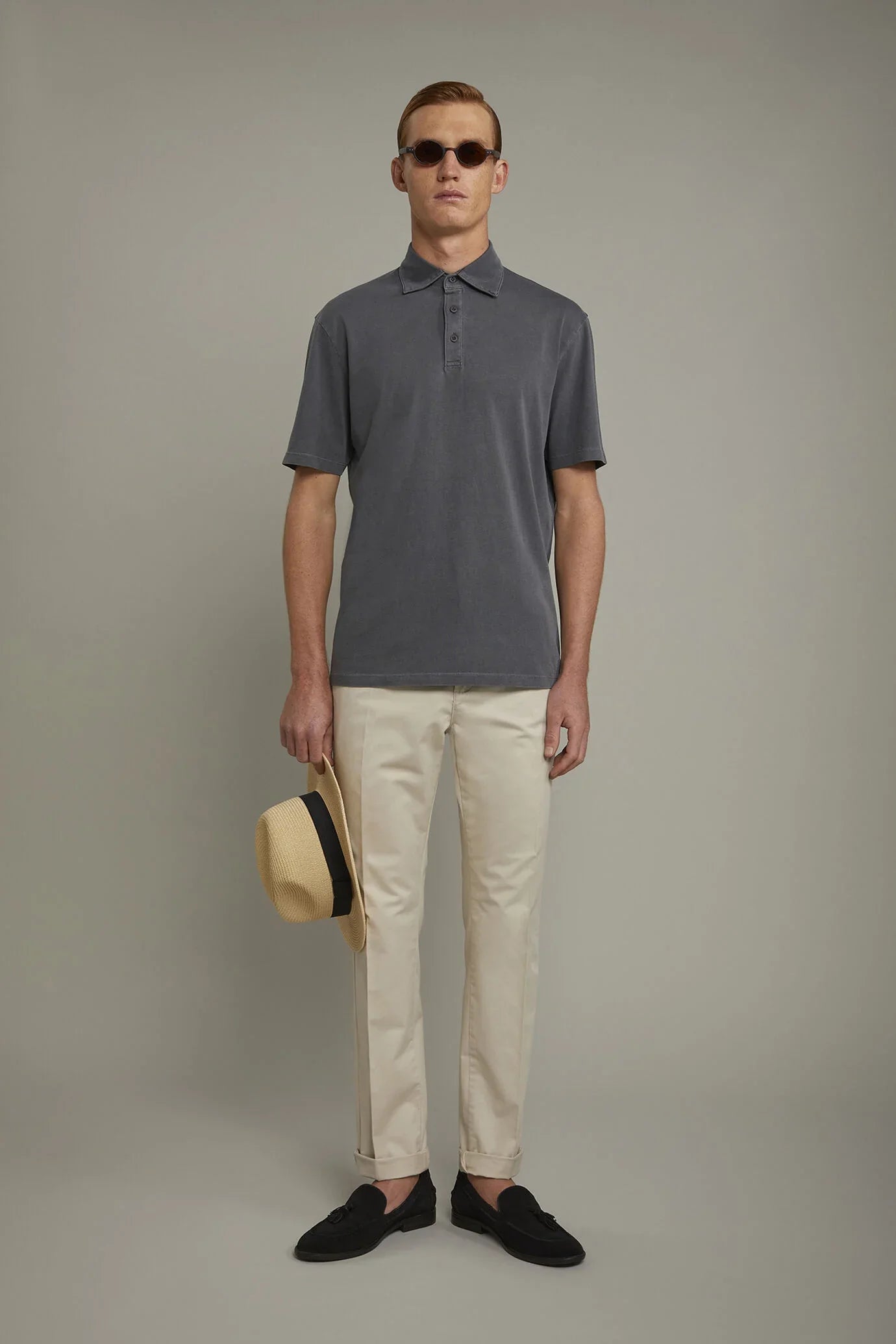 Men's short sleeve polo shirt 100% cotton regular fit