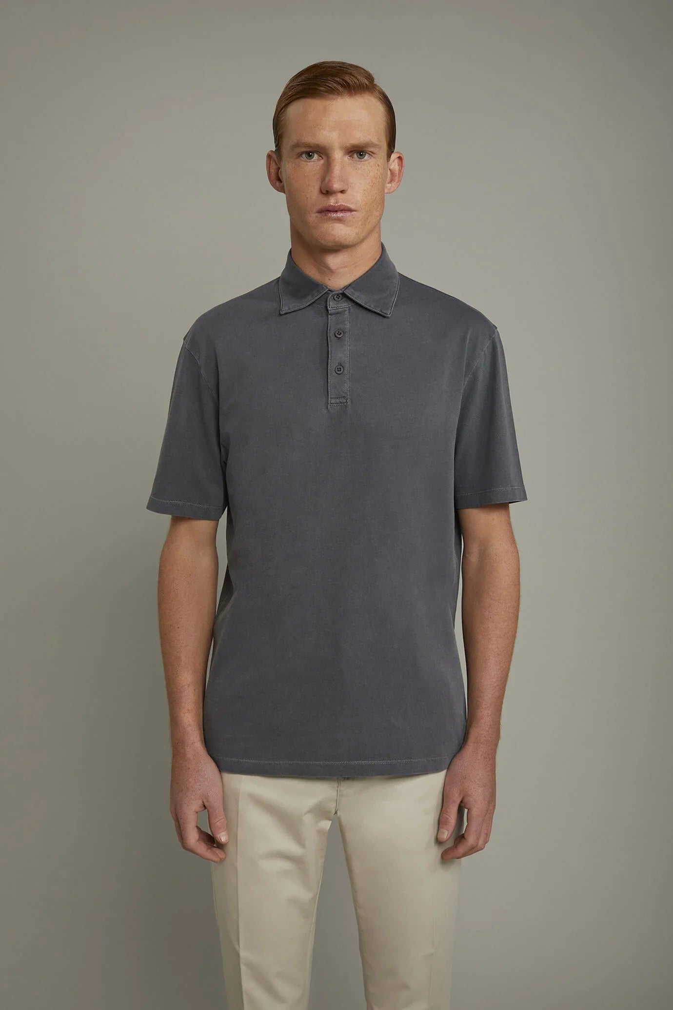 Men's short sleeve polo shirt 100% cotton regular fit