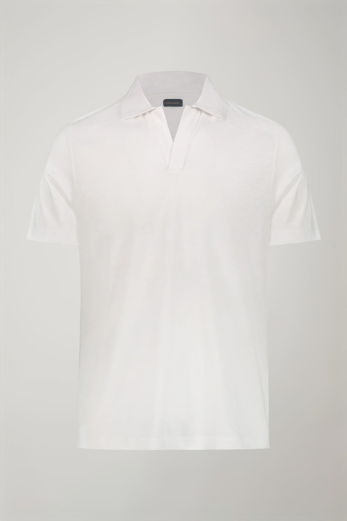 Men's short sleeve button-less polo shirt with derby collar in pure cotton regular fit