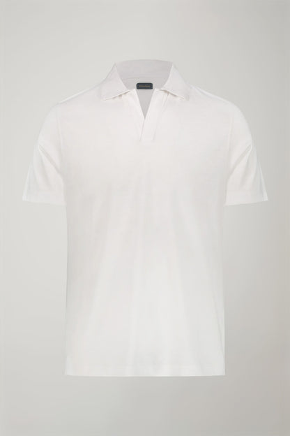 Men's short sleeve button-less polo shirt with derby collar in pure cotton regular fit