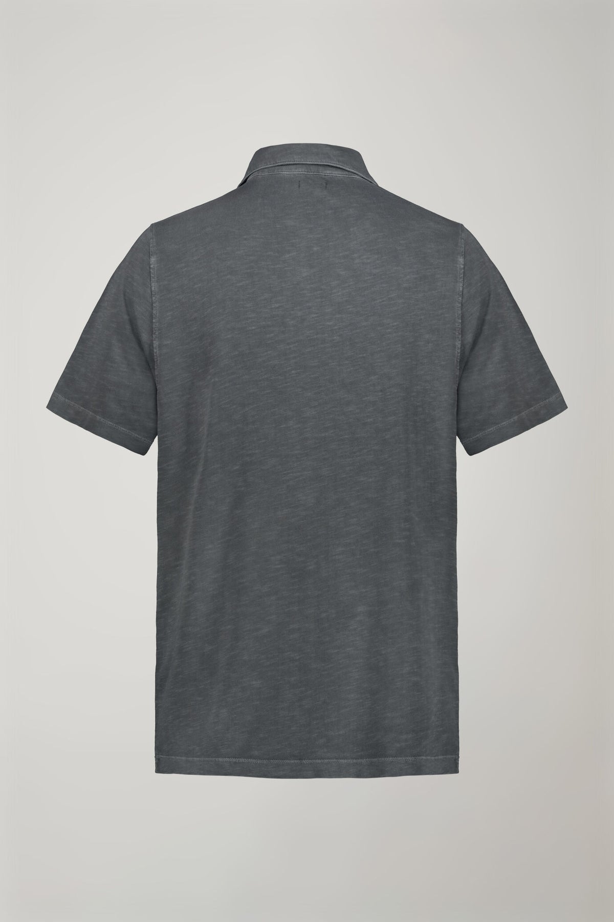 Men's short sleeve button-less polo shirt with derby collar in pure cotton regular fit