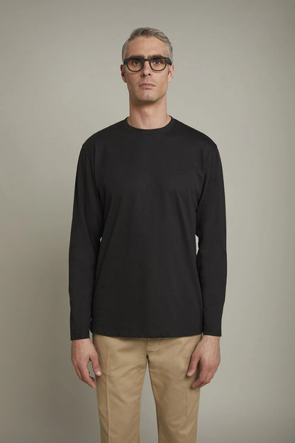Men's round neck t-shirt with long sleeves 100% cotton regular fit