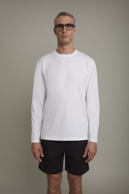 Men's round neck t-shirt with long sleeves 100% cotton regular fit