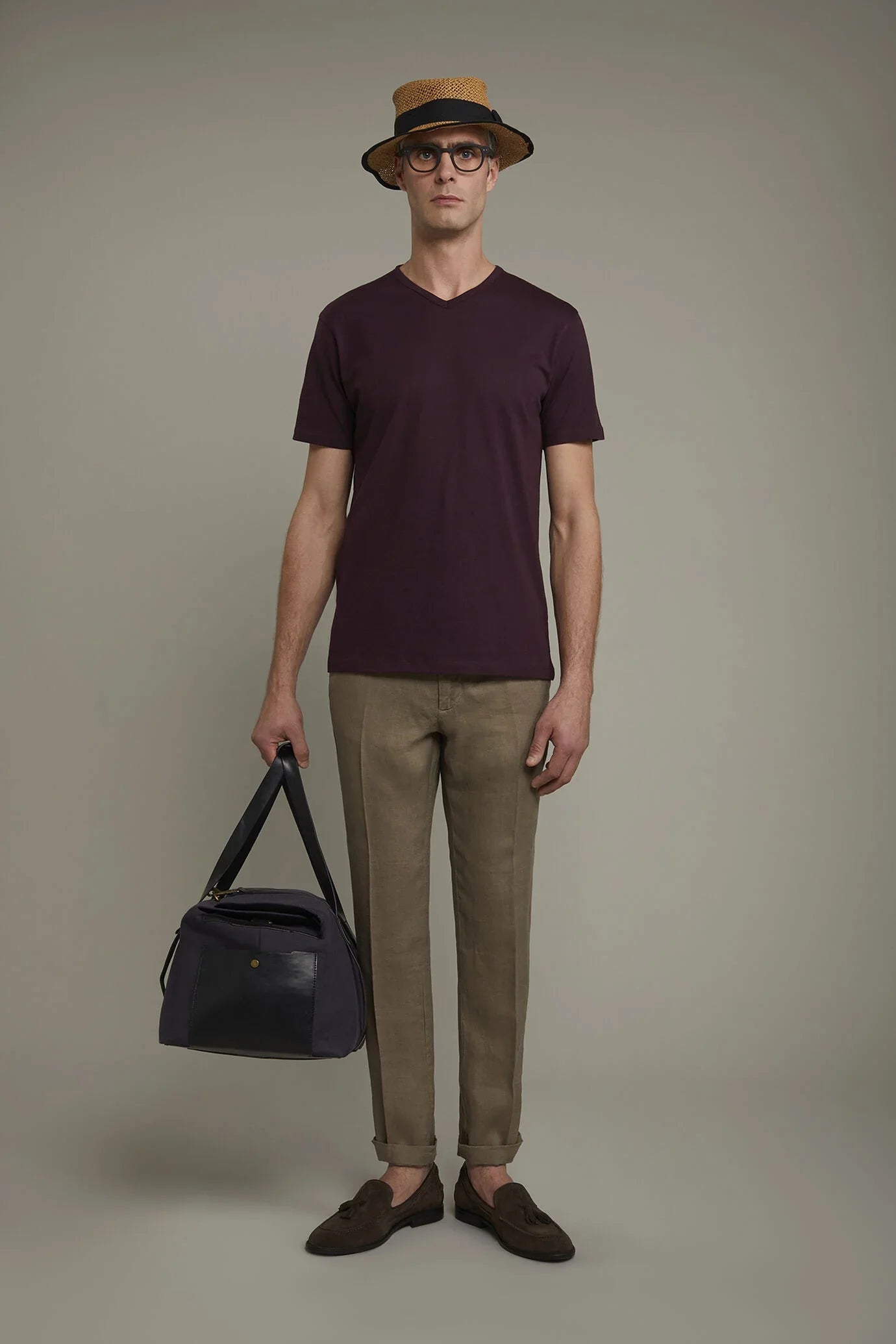 Men's 100% cotton v neck t-shirt in jersey regular fit