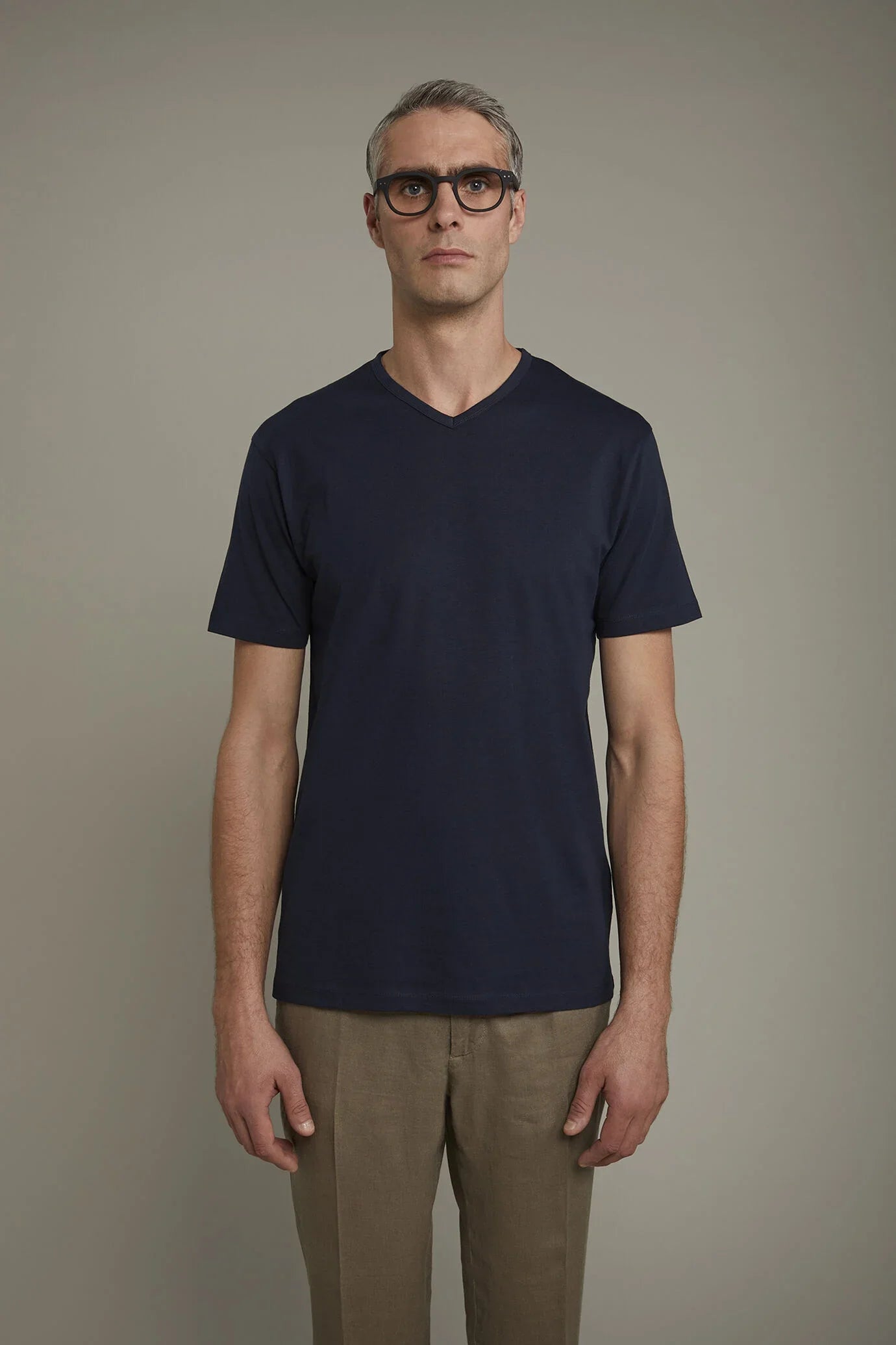 Men's 100% cotton v neck t-shirt in jersey regular fit