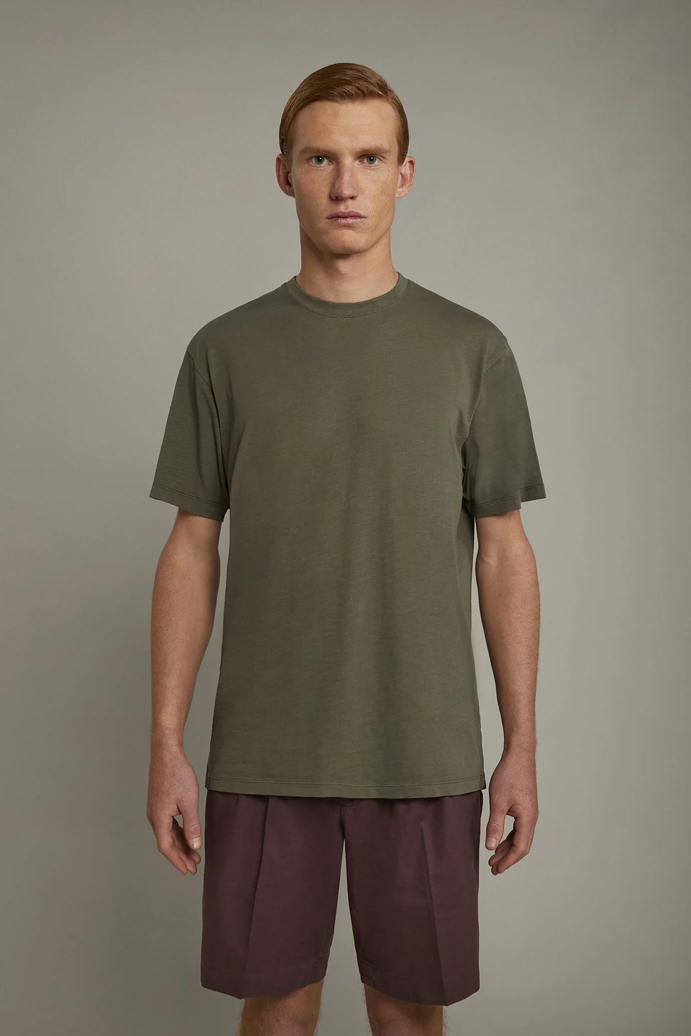 Men's round neck t-shirt 100% cotton flamed effect regular fit