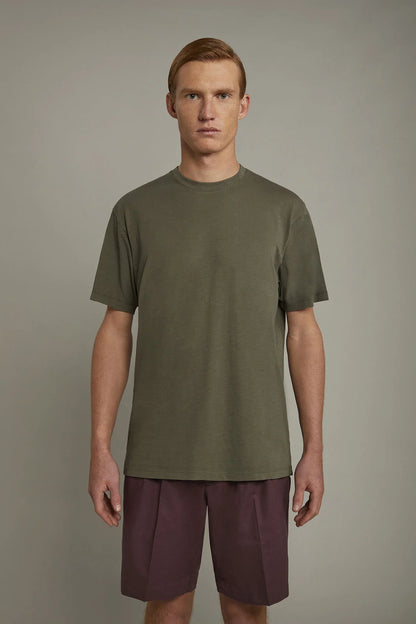 Men's round neck t-shirt 100% cotton flamed effect regular fit